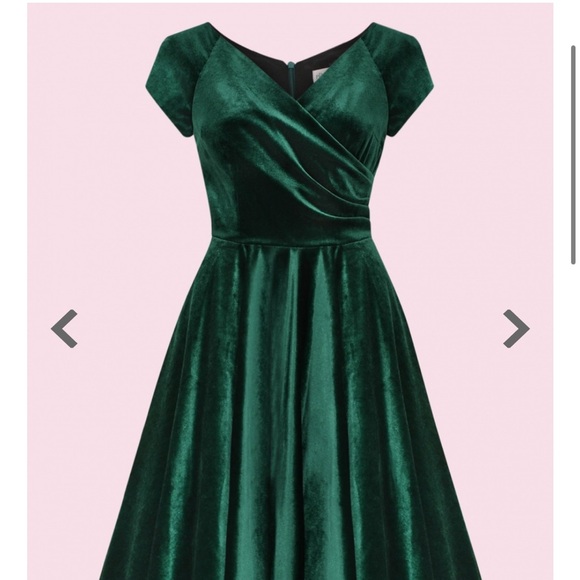 The Pretty Dress Company Forest Green Velvet Hourglass Dress - Picture 7 of 7